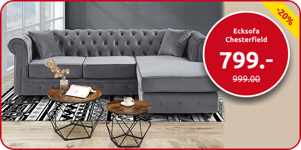 Ecksofa Chesterfield, grau