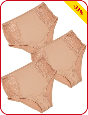 Slips im 3er-Pack, beige