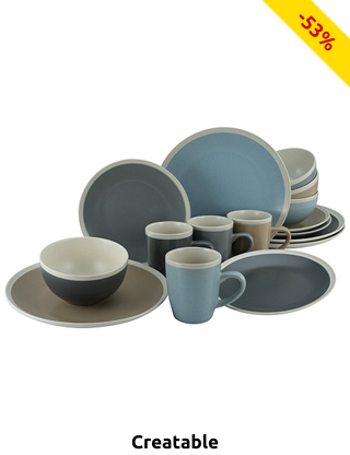 Creatable Kombiservice «Nordic living», 16-teilig, blau/taupe