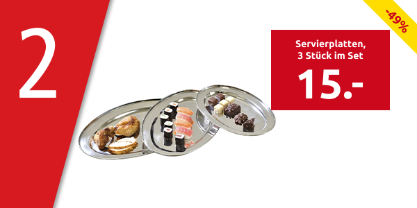 Servierplatten aus Edelstahl, 3 Stück im Set