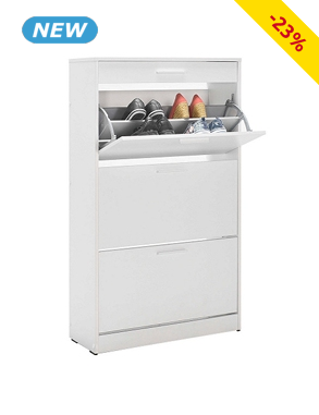 Schuhschrank «Gloss» für 21 Paare, B 75 x H 128 x T 29 cm, weiss