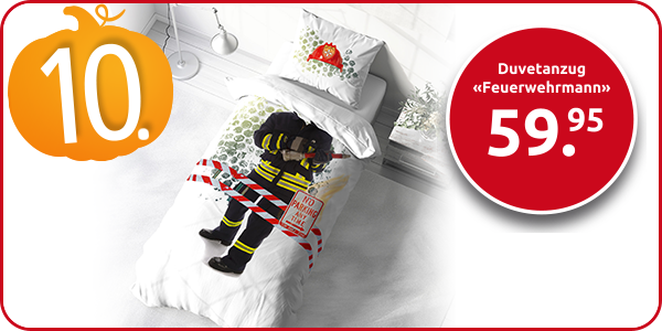 Garnitur «Feuerwehrmann», Duvetanzug 160 x 210 cm + Pfulmenanzug 65 x 100 cm