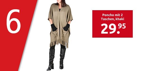 Poncho mit 2 Taschen, khaki