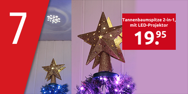 Tannenbaumspitze «Stern», 2-in-1, mit statischem LED-Projektor