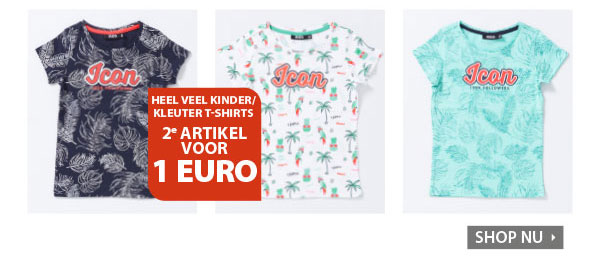 Heel veel kinder en kleuter t-shirts: 2e artikel voor 1 euro.