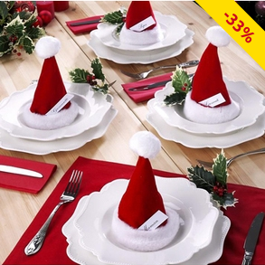 Tischdekoration mit befüllbaren Weihnachtsmützen, 6 Stück