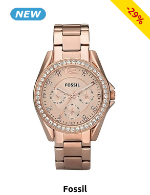 Fossil Damenuhr mit Zirkonia-Steinen, roségoldfarben