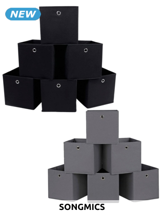 SONGMICS 6er-Set, Aufbewahrungsboxen, schwarz