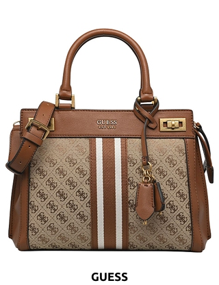 GUESS Handtasche «Katey», beige/logo