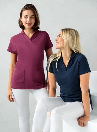 Piqué Longshirt Damen - mit Kragen