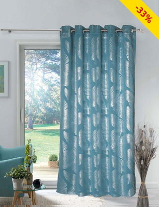 Lichtundurchlässiger Vorhang «Leaf», blau