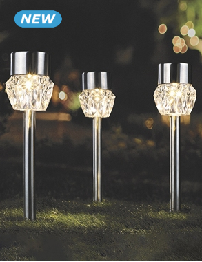 LED-Solarlampen «Cristal», Set 3 Stück