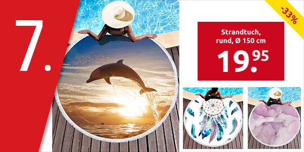Strandtuch, rund, Ø 150 cm, «Delfin»