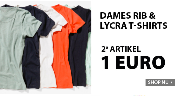 Dames rib & lycra t-shirts 2e artikel 1 euro