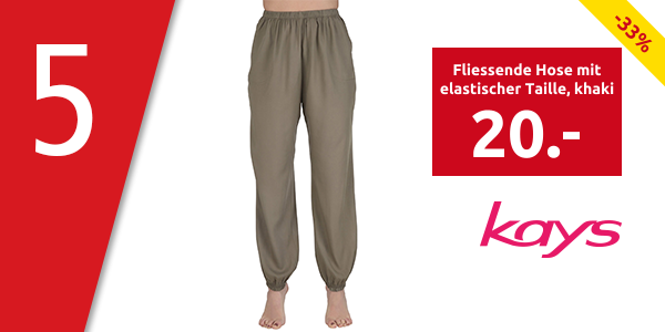 Fliessende Hose mit elastischer Taille, khaki