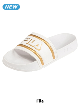 FILA Badeschuhe Damen «Morro Bay» weiss mit goldfarbenem Logo