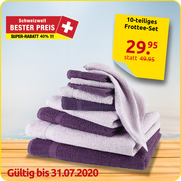 10-teiliges Frottee-Set, superflauschig, violett/lila