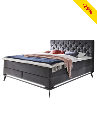 Boxspringbett «Milan» mit LED, 180 x 200 cm, anthrazit