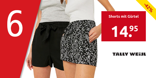 TALLY WEiJL Shorts mit Gürtel, schwarz bedruckt