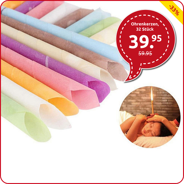 Ohrenkerzen, 32 Stück + 16  Aluminiumenden