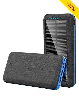 Solar-Powerbank, mit 5 USB Anschlüssen, 20'000 mAh
