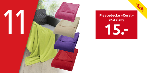 Fleecedecke «Coral» extralang, 220 x 240 cm, rot