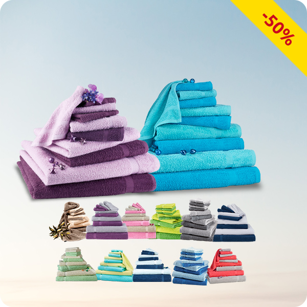 10-teiliges Frottee-Set, superflauschig, violett/lila