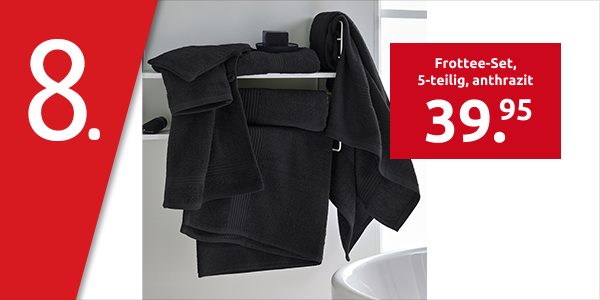 Frottee-Set, 5-teilig, anthrazit