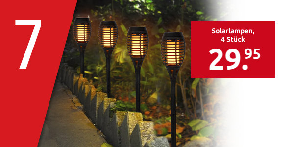 Solarlampen «Flambo», 4 Stück, mit abnehmbarem Erdspiess