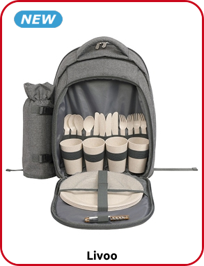 Livoo Picknick-Rucksack, 21-teilig für 4 Personen, grau