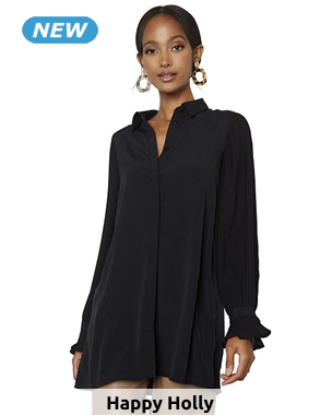 Happy Holly Tunika mit plissierten Ärmeln, schwarz