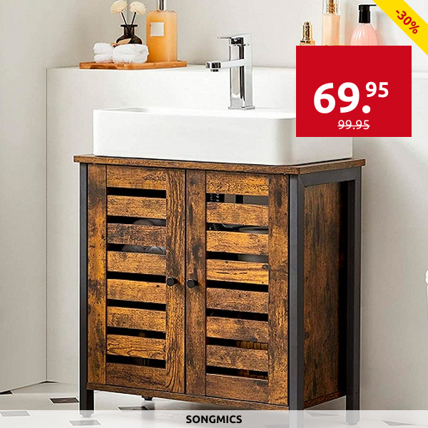 SONGMICS Lavabo-Unterschrank «Indus2», B 60 x H 60 x T 30 cm, eiche/choco