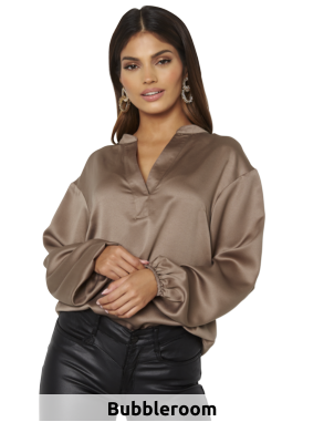 Bluse mit V-Ausschnitt, beige