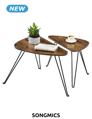 SONGMICS 2er-Set Couchtisch «Nesty», B 60 x H 47,5 x T 38 cm, schwarz/braun