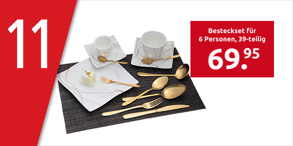 Besteckset für 6 Personen, 39-teilig, goldfarben