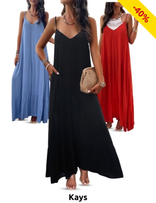 Maxikleid «Bella», mit Taschen, schwarz