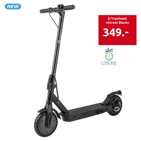 OCEAN DRIVE E-Trottinett «Street Black», 20 km, 20 km/h