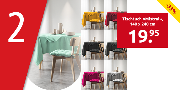 Tischtuch «Mistral», 140 x 240 cm, mint