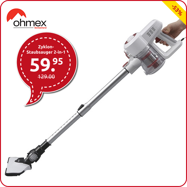 Ohmex Zyklon-Staubsauger 2-in-1, Kabelanschluss, VCL-6080MOP