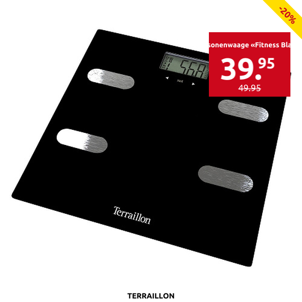 Terraillon Personenwaage «Fitness Black», mit Sportlermodus, max. 150 kg