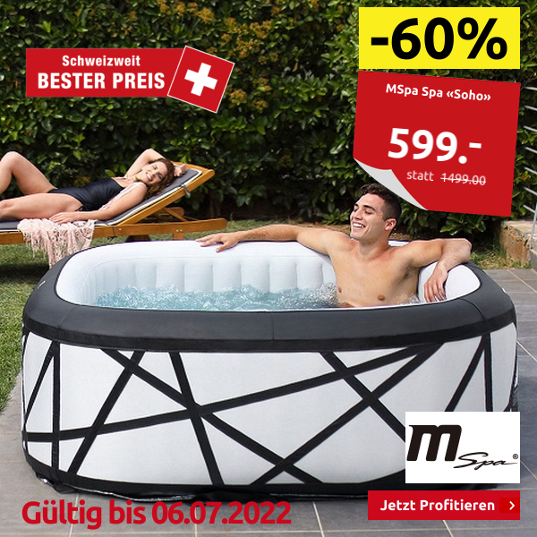 MSpa Spa «Soho» selbstaufblasend, 6 Personen, 132 Düsen, Ø 1,85 m MSpa Spa «Soho» selbstaufblasend, 6 Personen, 132 Düsen, Ø 1,85 m