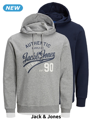 JACK&JONES Herren-Hoodies, 2er-Pack, grau/marine
