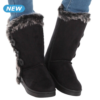 Bottines fourrées montantes Femme, noir