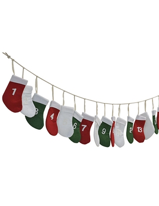 Girlande «Advents-Socken», L 220 cm, grün + weiss + rot