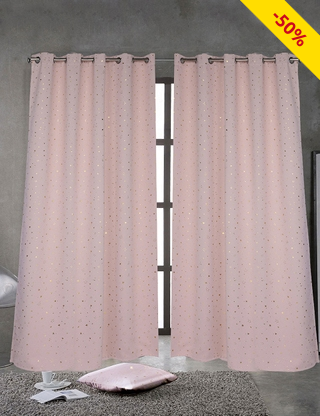 Lichtundurchlässiger Vorhang «Stars», 240 x 140 cm, rosa