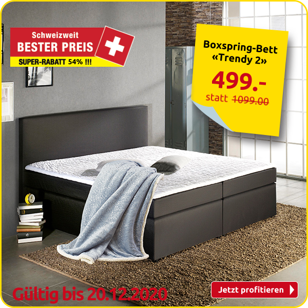 Boxspring-Bett «Trendy 2», feste Matratze, 160 x 200 cm, schwarz