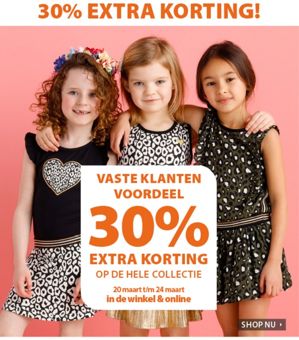 VASTE KLANTEN VOORDEEL: Shop met 30% korting in de winkel EN ONLINE!