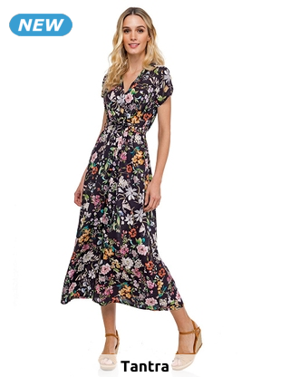 tANtRA Kleid «Velvet», schwarz/geblümt