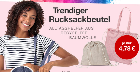 Trendiger Rucksackbeutel - ALLTAGSHELFER AUS RECYCELTER BAUMWOLLE