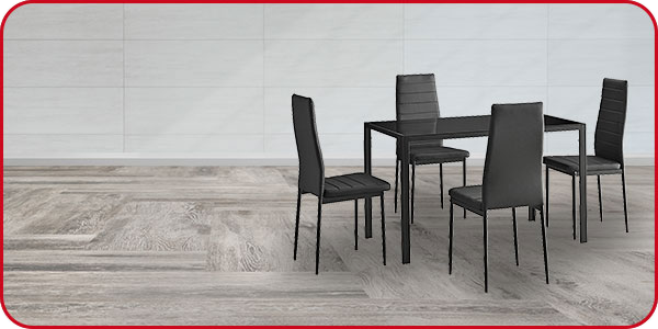 Modernes Set «Black», 1 Tisch und 4 Stühle